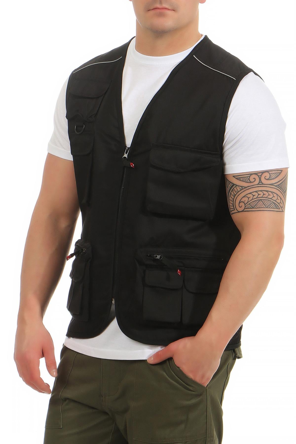 dünne Outdoorweste fuer Bastler in Schwarz