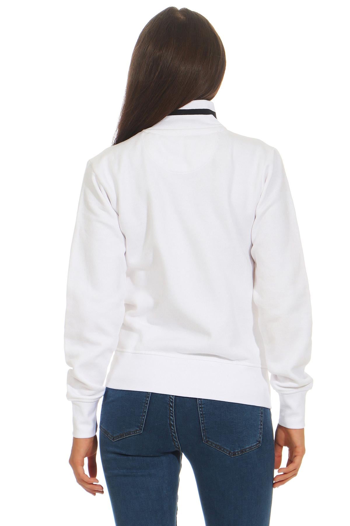 Damen Sweatjacke mit Stehkragen für Alltag & Freizeit in Weiß
