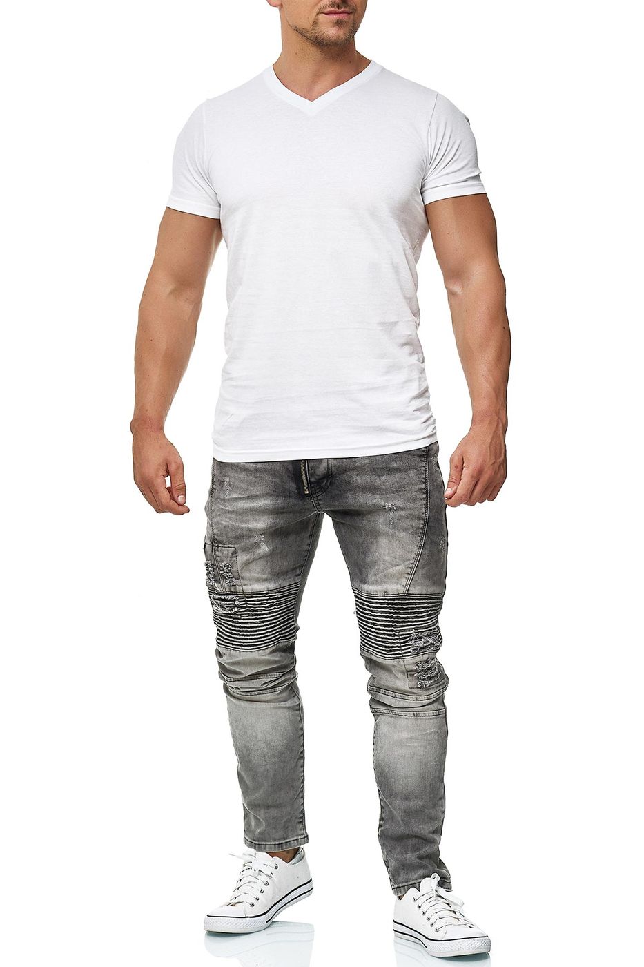 T-Shirt für Männer extra lang in Weiß