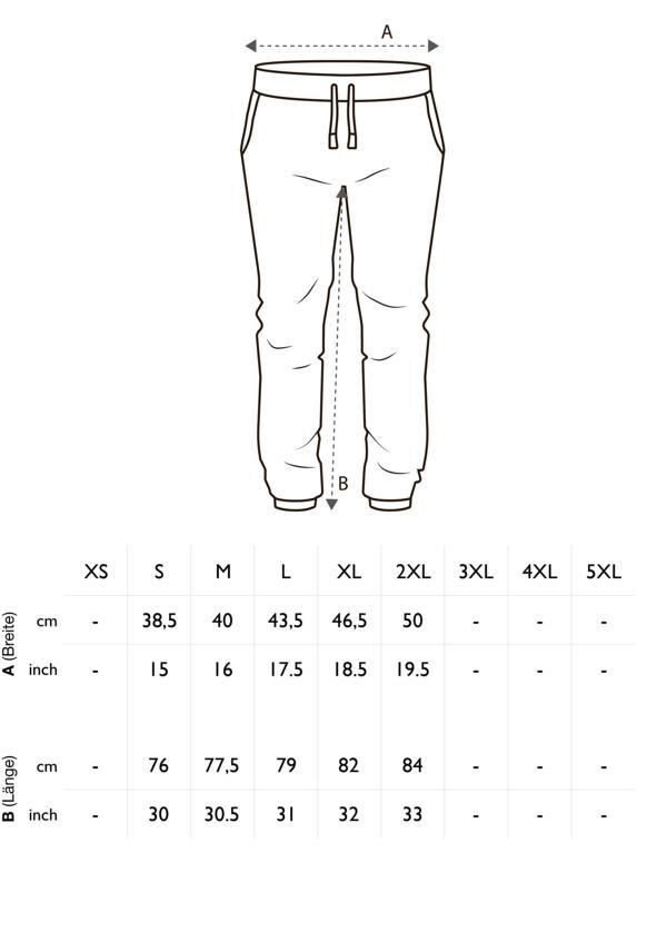 Größentabelle Herren Jogginghose