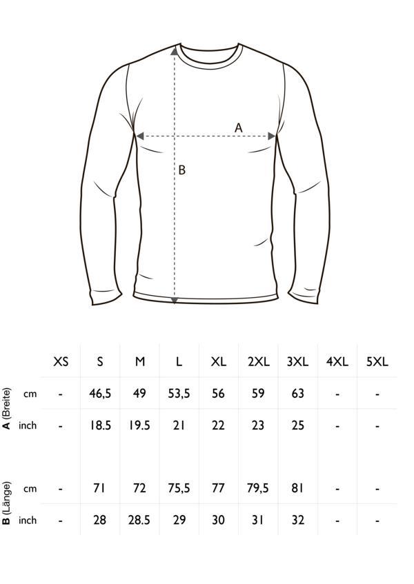 Größentabelle Herren Longsleeve Shirt